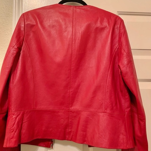 Genuine Leather Jacket Beautiful Red Perfect Fall Outfit - Picture 2 of 16